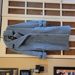 LaMarque oversized teddy bear coat in color smoked sky blue